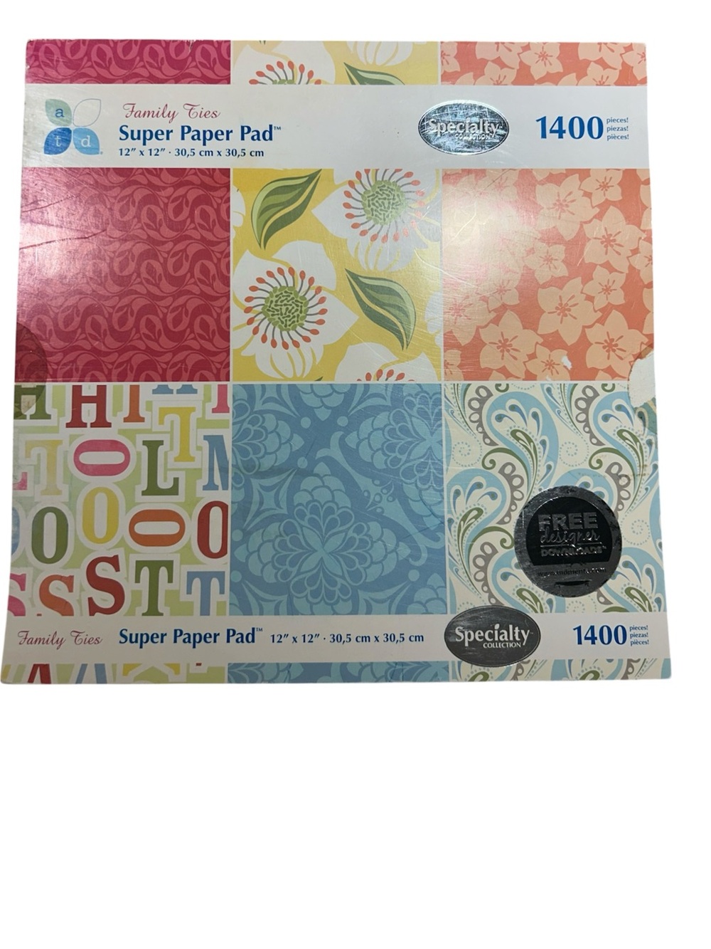 Family Ties Super Paper Pad - Floral & Patterned 12x12 Scrapbook Paper